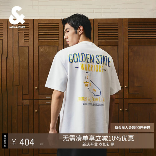 宽松版型；NBA勇士队球队系列；罗纹圆领；