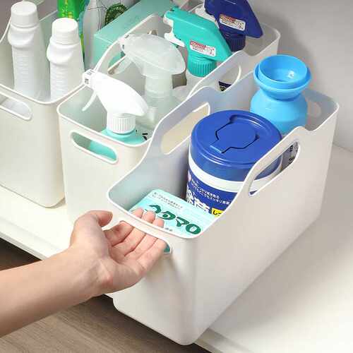 日式PE清洁用品收纳篮浴室手提洗漱品收纳筐多功能橱柜杂物储物篮