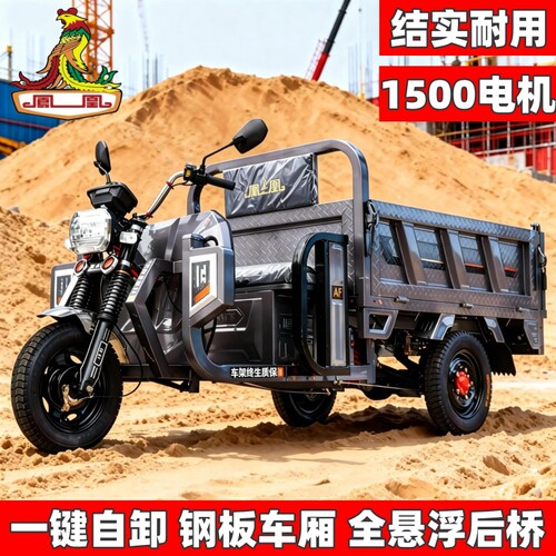 凤凰品牌1.6自卸电动三轮车载重家用拉货快递爬坡电瓶车