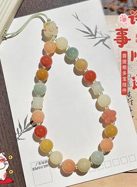 抖音货源多手腕防丢手机挂件女新国风文玩包包飘花菩提手机链