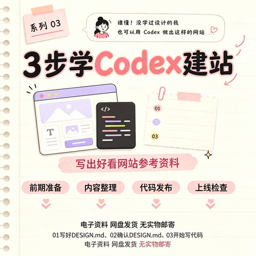 Codex零基础建站三步教程内容编写代码网站上线检查电子版资料