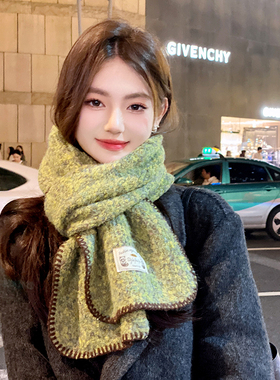 OVANCY高级感羊毛围巾女秋冬季2025新款氛围感针织毛线保暖小围脖