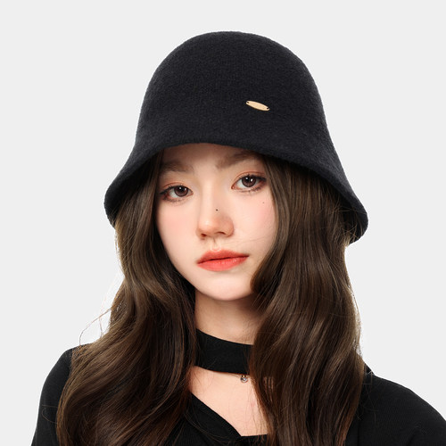 OVANCY显脸小渔夫帽女冬季2025新款法式复古针织盆帽素颜优雅礼帽