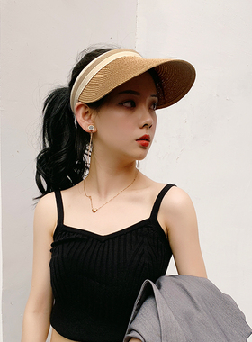 OVANCY遮阳帽女防晒空顶帽夏天韩版出游凉帽沙滩草帽骑车太阳帽子