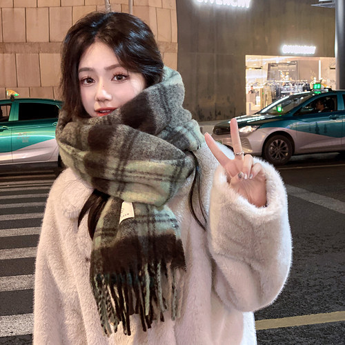 OVANCY高级感围巾女冬季2024新款氛围感马海毛披肩女生保暖围脖潮