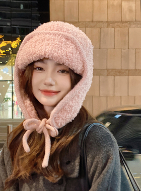 OVANCY羊毛雷锋帽女秋冬季羊羔毛绒保暖护耳帽巴拉克拉法可爱帽子