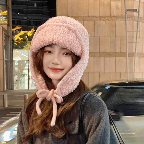 OVANCY羊毛雷锋帽女秋冬季羊羔毛绒保暖护耳帽巴拉克拉法可爱帽子