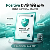 Positive DV多域名SSL证书域名通配符IPv4混合建站HTTPS加密TLS