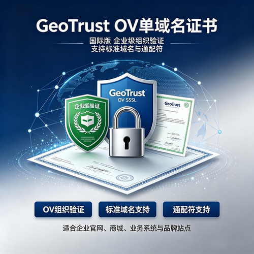 GeoTrust OV域名国际SSL证书标准域名通配符企业网站HTTPS加密