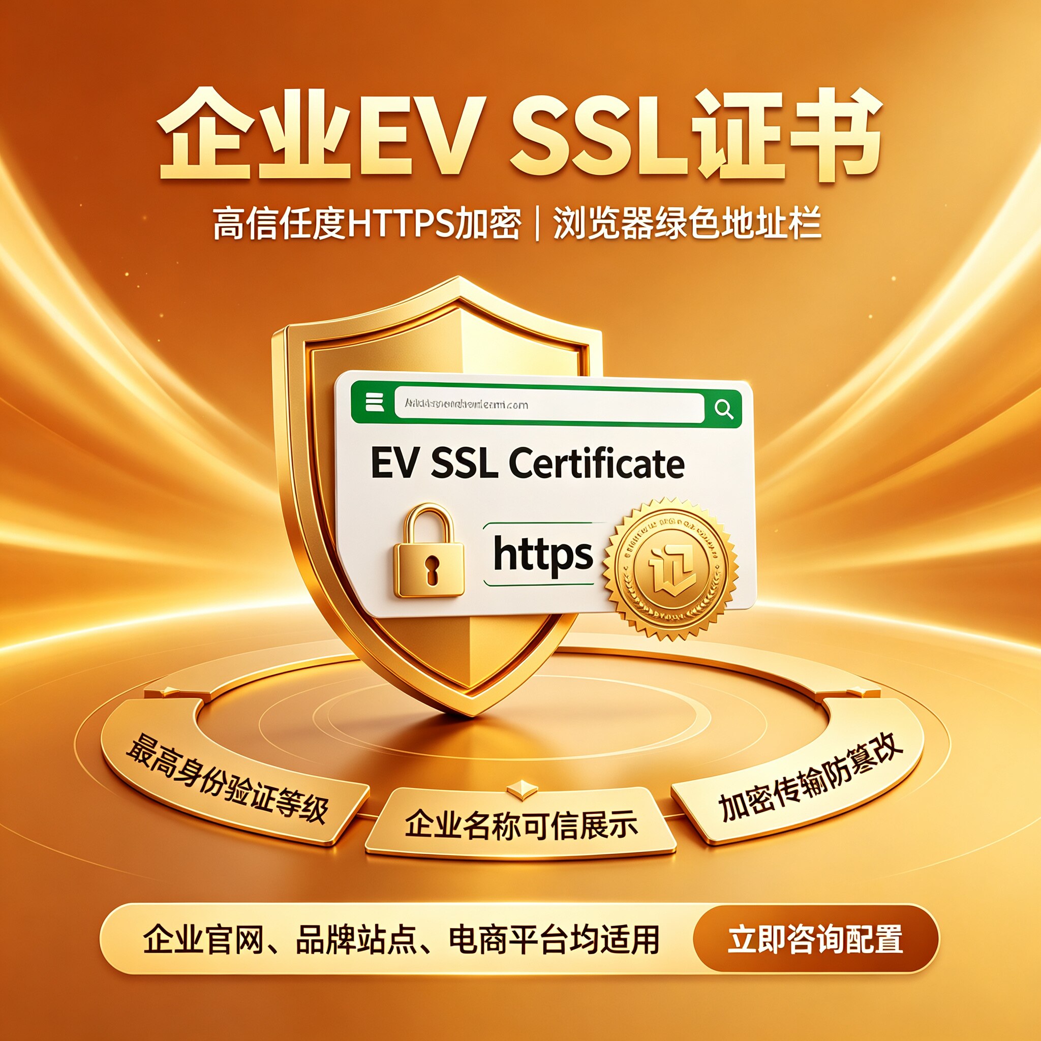 企业级EV扩展验证SSL证书官网专用绿色地址栏高端可信加密TLS证书