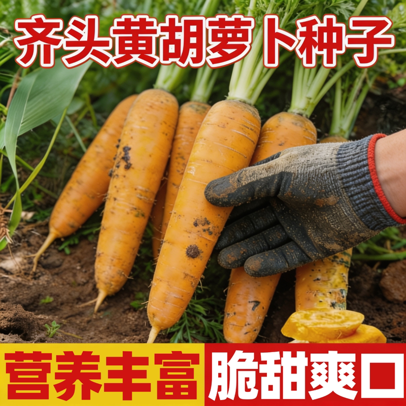 【齐头黄胡萝卜种子】生吃黄色水果萝卜种籽农家菜园庭院秋季蔬菜