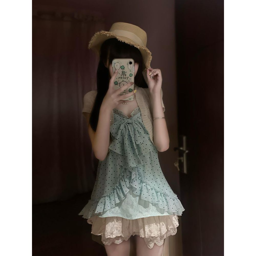 盛夏晴空 夏季新款古早奈奈风设计感vintage开衫半裙气质三件套装