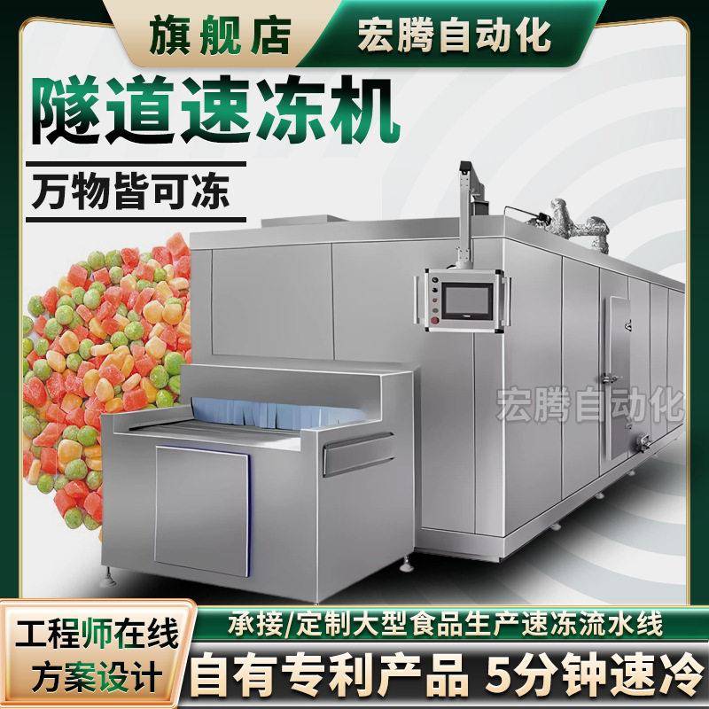 大虾海参隧道速冻机草莓菠萝蜜冰冻设备包子水饺速冻加工设备