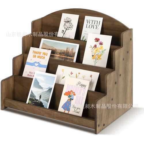 现货木质桌面多层阶梯式收纳架贺卡明信片收纳置物架家居陈列架