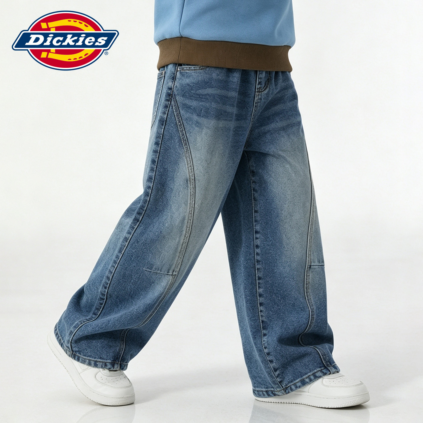 Dickies 儿童弯刀阔腿牛仔裤秋冬新款男女童青少年宽松休闲香蕉裤