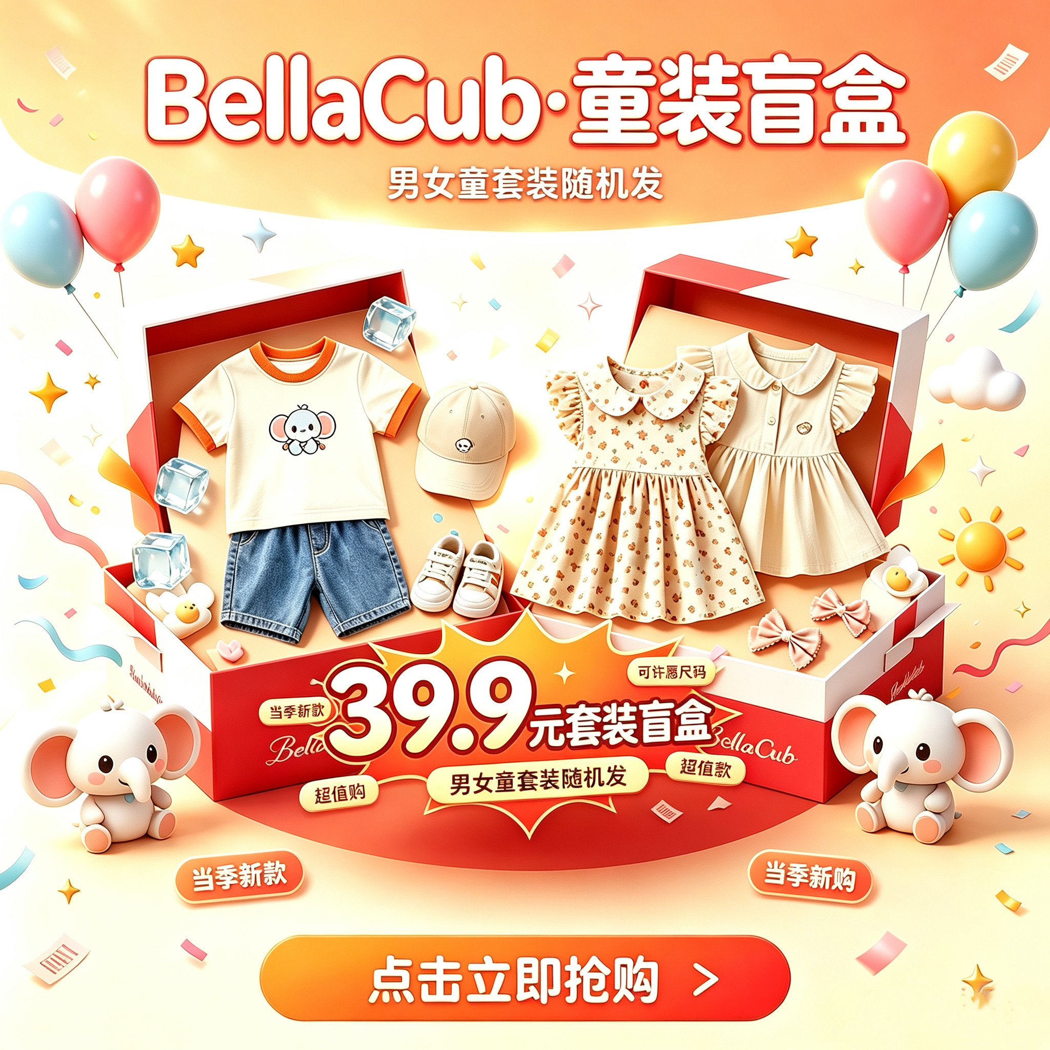 BellaCub 童装男女宝秋季新款福袋盲盒 儿童上衣裤 / 裙/现货现发