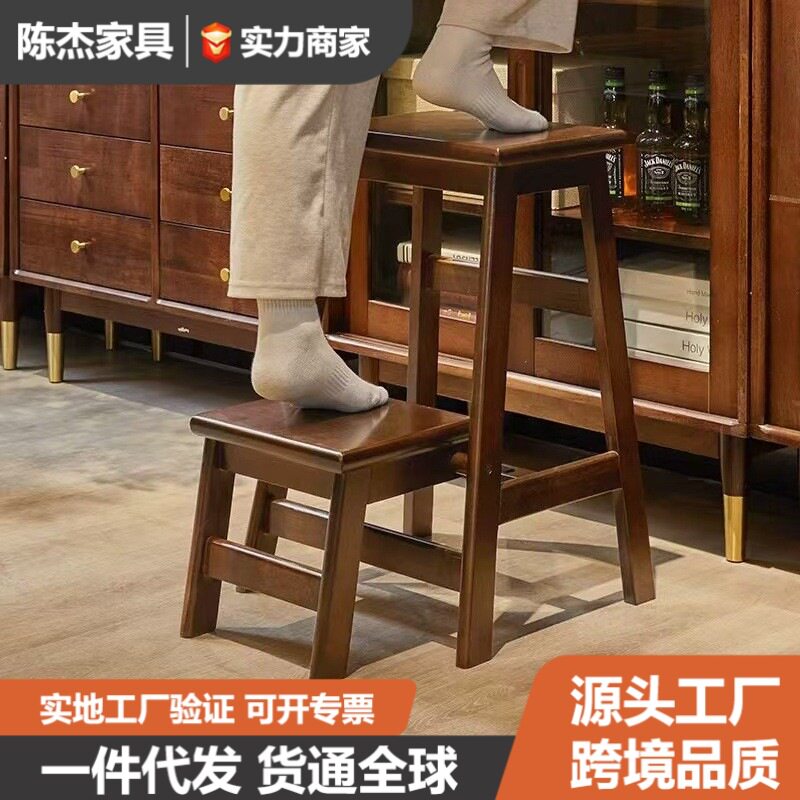 实木可折叠梯凳家用登高凳子两用梯子楼梯椅木质板凳高脚换鞋凳图片
