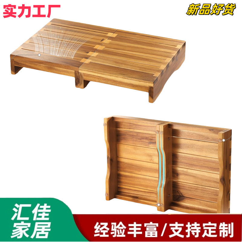 跨境木制平台踏步凳老人门口脚踏凳户外平台移动阶梯凳实木一步凳图片