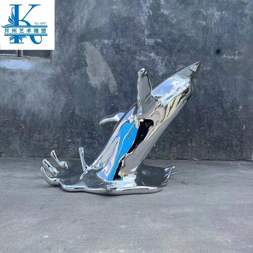 鲸鱼雕塑摆件海豚鲨鱼落地装饰售楼处酒店大堂楼梯间玻璃钢艺术品