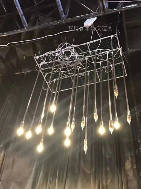 婚庆道具10头星光吊灯芦苇吊灯婚庆空中吊顶灯拉尾LED灯泡电镀金图片