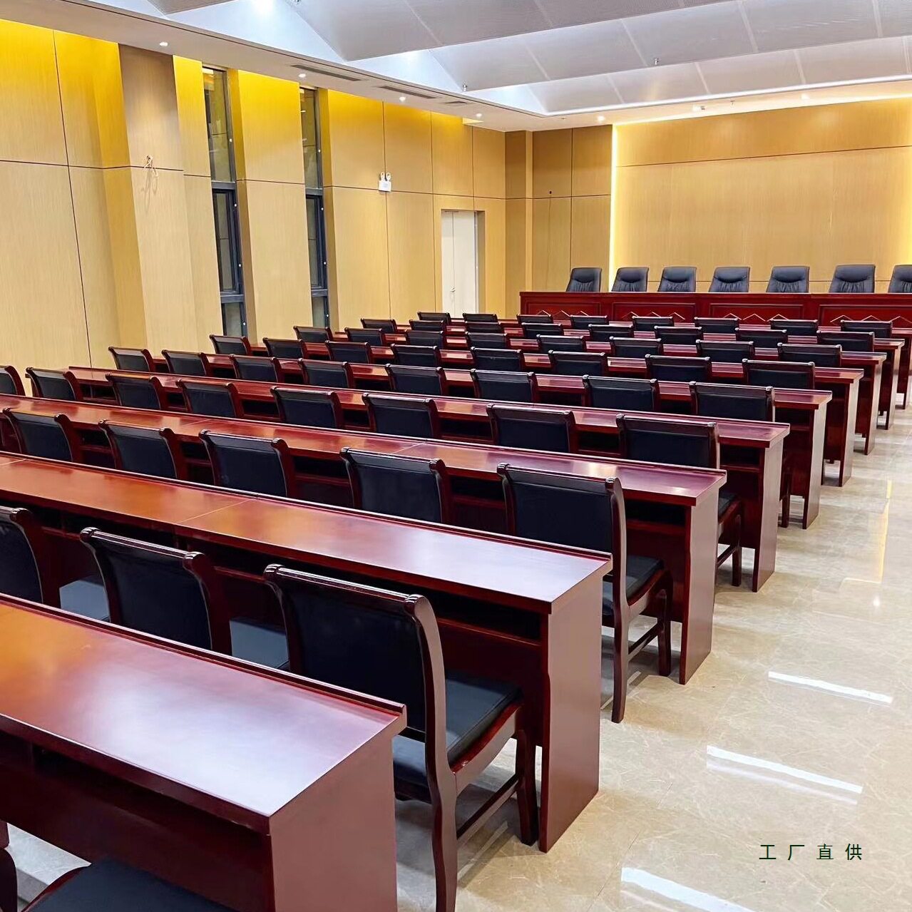会议室桌椅组合长条桌双人实木条形会议桌小型会议条形桌培训桌椅图片