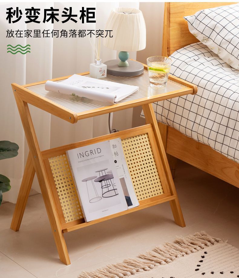 沙发边茶几休闲小家居小桌子茶水间移动茶台客厅家用简约玻璃角几图片