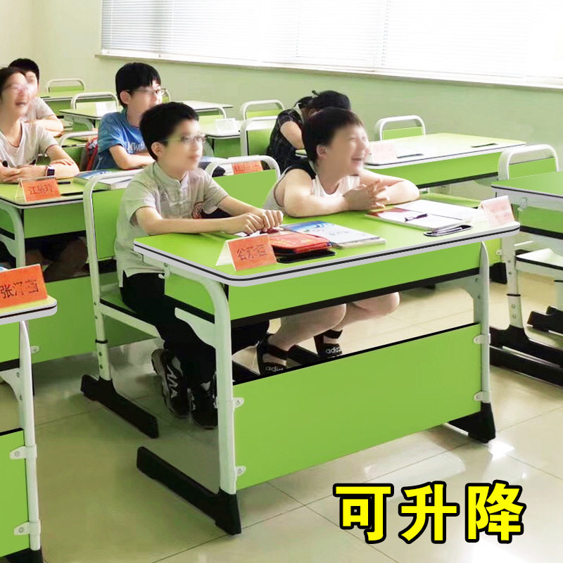 学生课桌椅中小学生培训班补习班辅导班单人双人升降培训机构桌椅图片