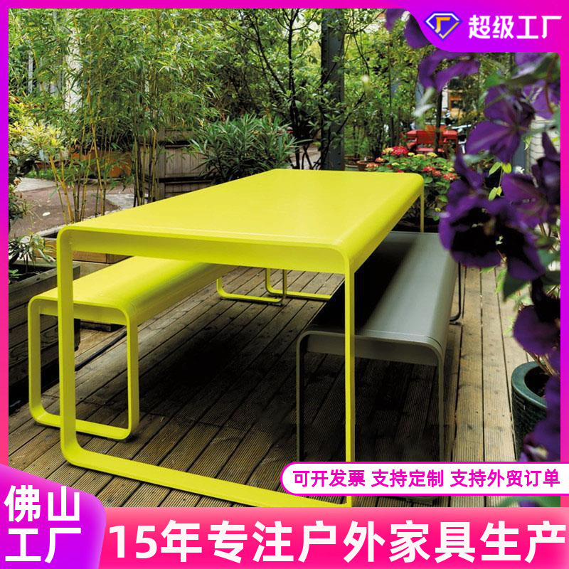 户外金属长凳别墅桌椅换鞋凳简约庭院长条凳铝合金花园家用餐桌椅图片