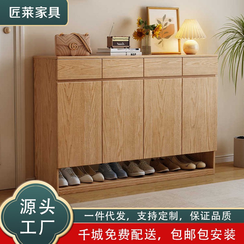 北欧两门三门四门白蜡木实木鞋柜鞋柜