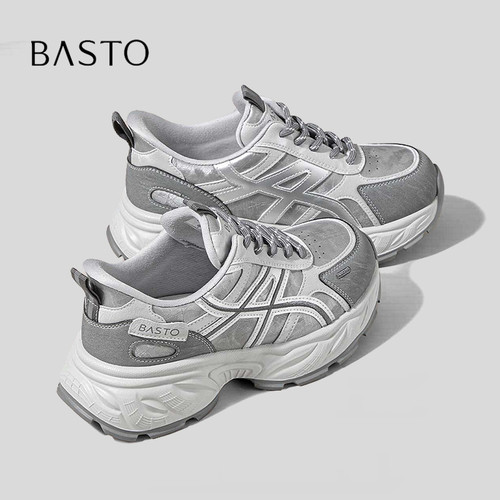 BASTO/百思图厚底显脚小老爹鞋