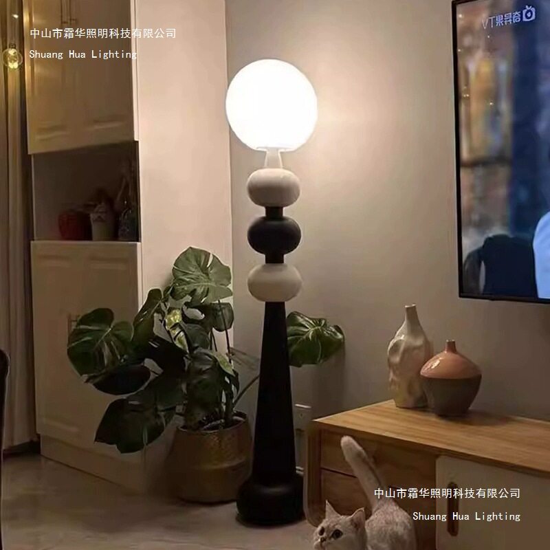 落地灯复古客厅卧室装饰创意沙发旁中古展厅艺术感圆球立式氛围灯图片