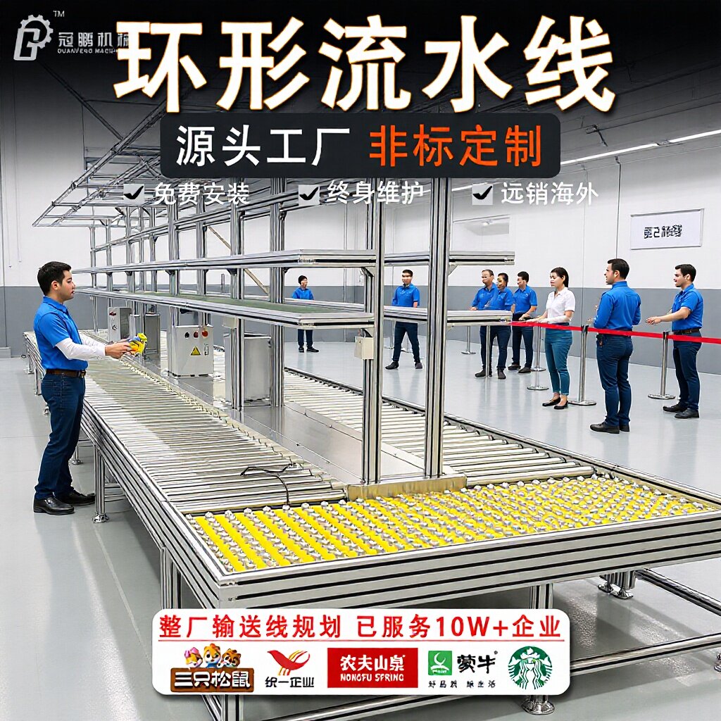 滚筒传输带输送线设备定做环形流水线传送带工作台动力滚筒输送机图片