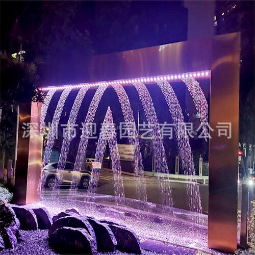 拉线水帘水幕雨帘水幕帘拉丝水帘流水瀑布水幕墙数字水帘景观工程