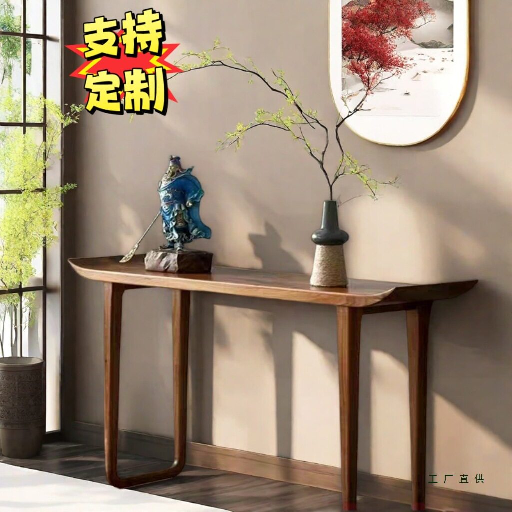 新中式玄关供桌靠墙窄桌入户条案翘头案几酒店端景台条案桌长条图片