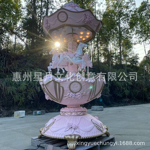 玻璃钢仿真旋转木马雕塑商场服装门店网红打卡拍照景观装饰摆件