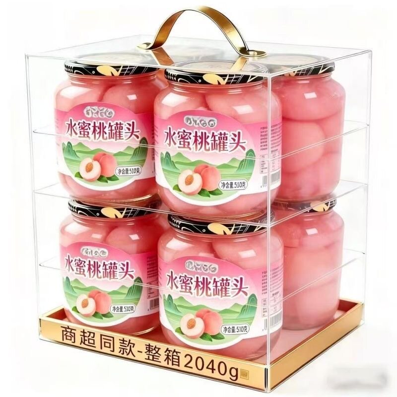 【整箱到手4大瓶】正宗水蜜桃罐头玻璃瓶整箱大清仓新鲜白桃水果