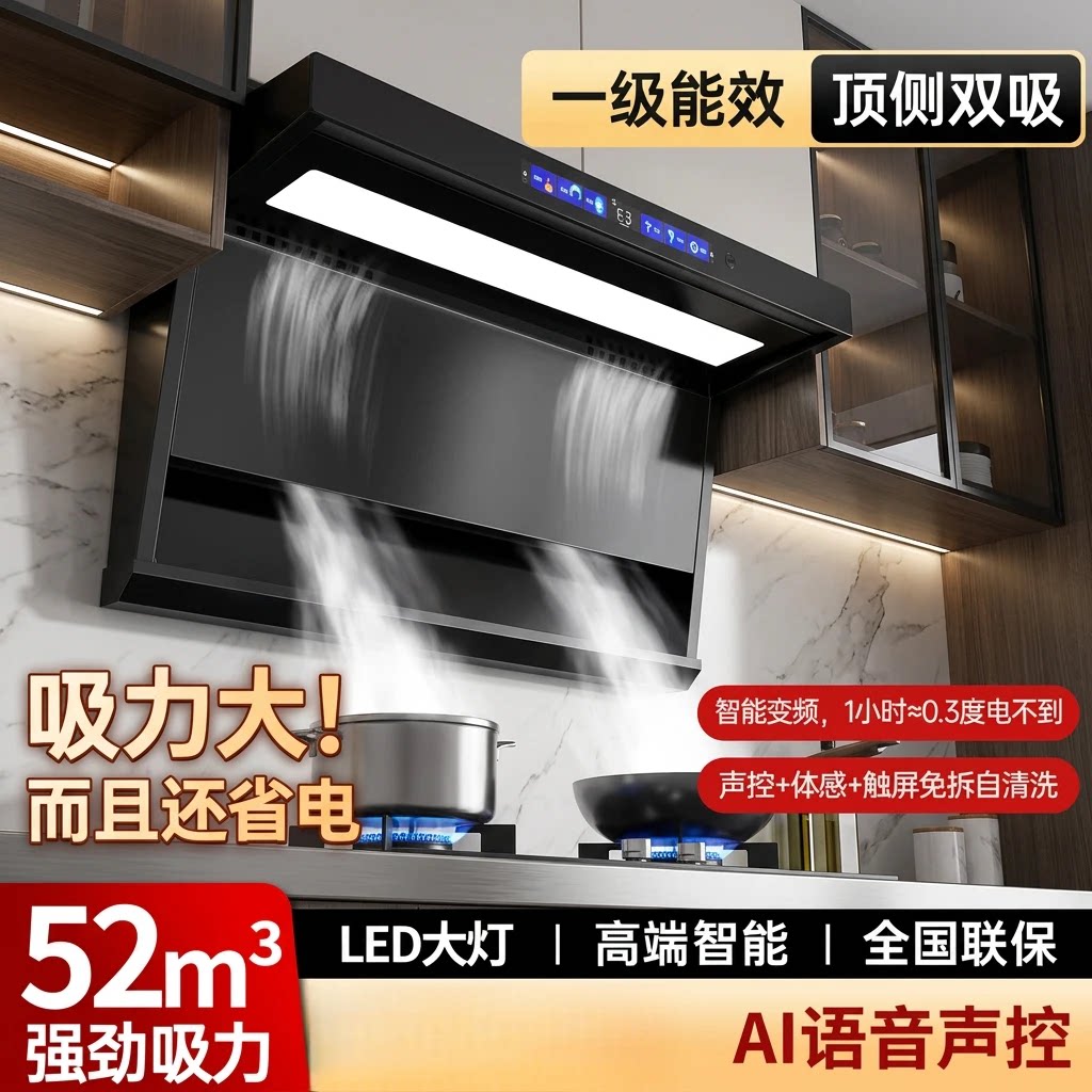 2026新品顶侧双吸变频油烟机