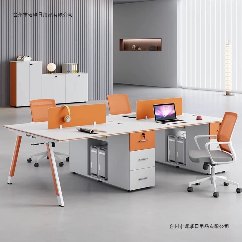 现代新款职员办公桌椅组合简约现代电脑桌4/62人员工桌办公室工位图片