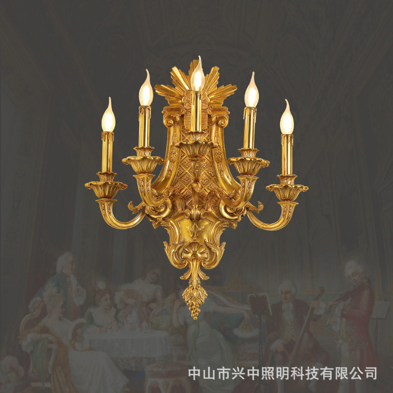 欧式全铜壁灯奢华复古纯铜别墅客厅灯卧室床头灯走廊过道法式