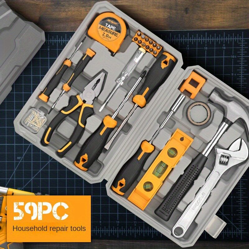 Hi-Spec 59件套家用工具套装锤子扳手家用工具箱家庭维修组合套装图片