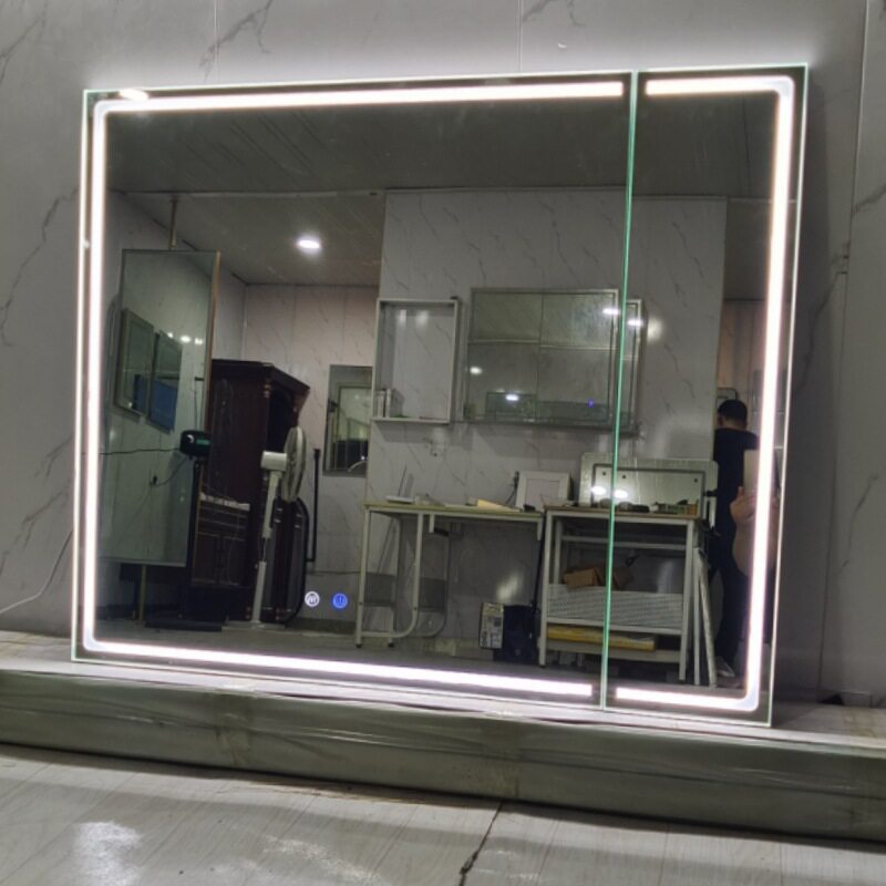 窄边四周发光智能镜柜门扇led灯光除雾浴室柜全铝门扇图片