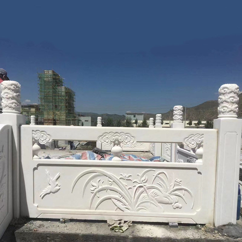 大理石栏杆花岗岩石栏板石雕河道护栏汉白玉拱桥栏杆厂家制作石材图片