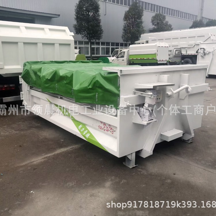 勾臂垃圾车配套建筑垃圾箱带活动墙板手动盖篷布或翼展剪叉式尾门图片