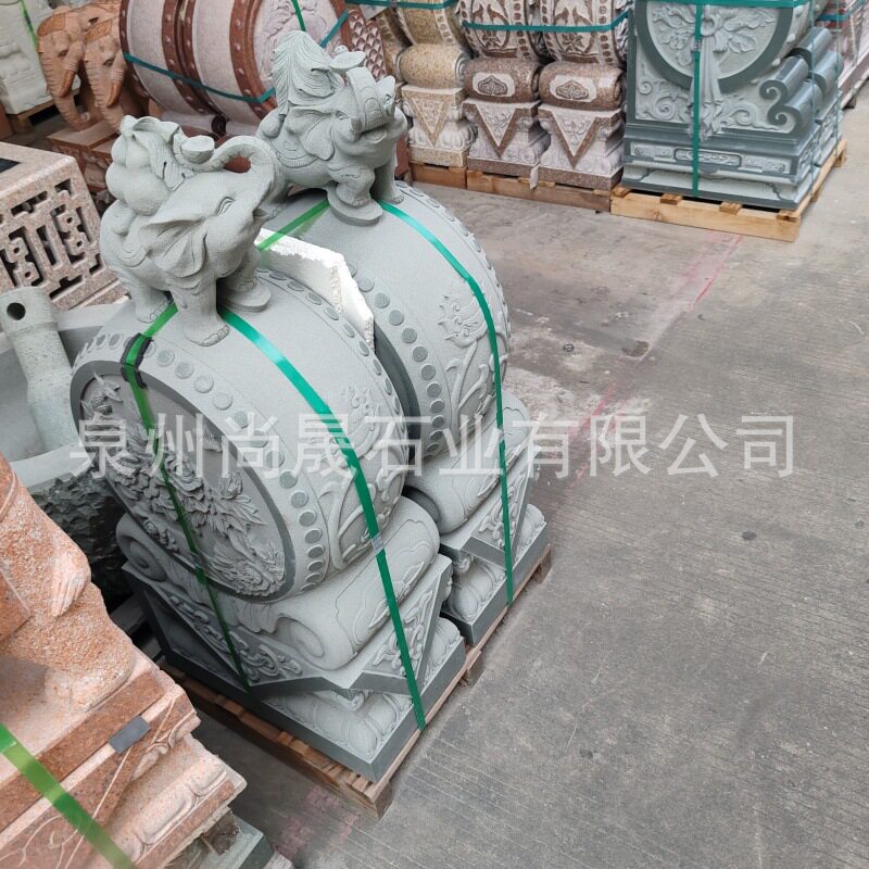 石雕门墩一对 青石门墩石鼓新中式庭院门口装饰摆件抱鼓石墩子图片
