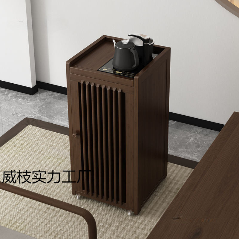 茶桌家用小茶台边柜侧柜实木泡茶吧茶几烧水壶一体水桶架茶水柜子图片