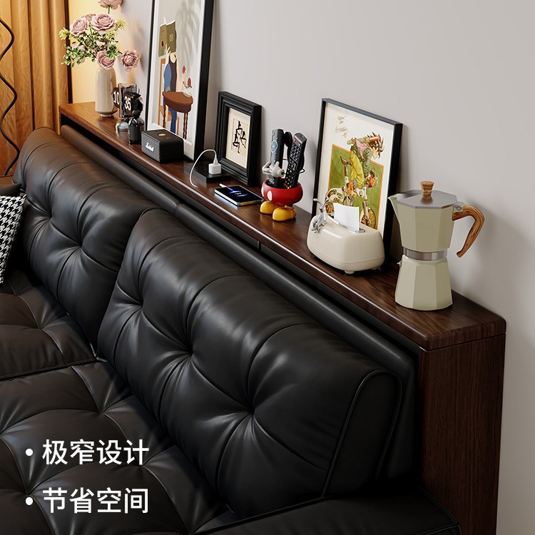 实木沙发后置物架床头靠背柜床尾长条收纳柜墙边小窄桌夹缝隙储物图片