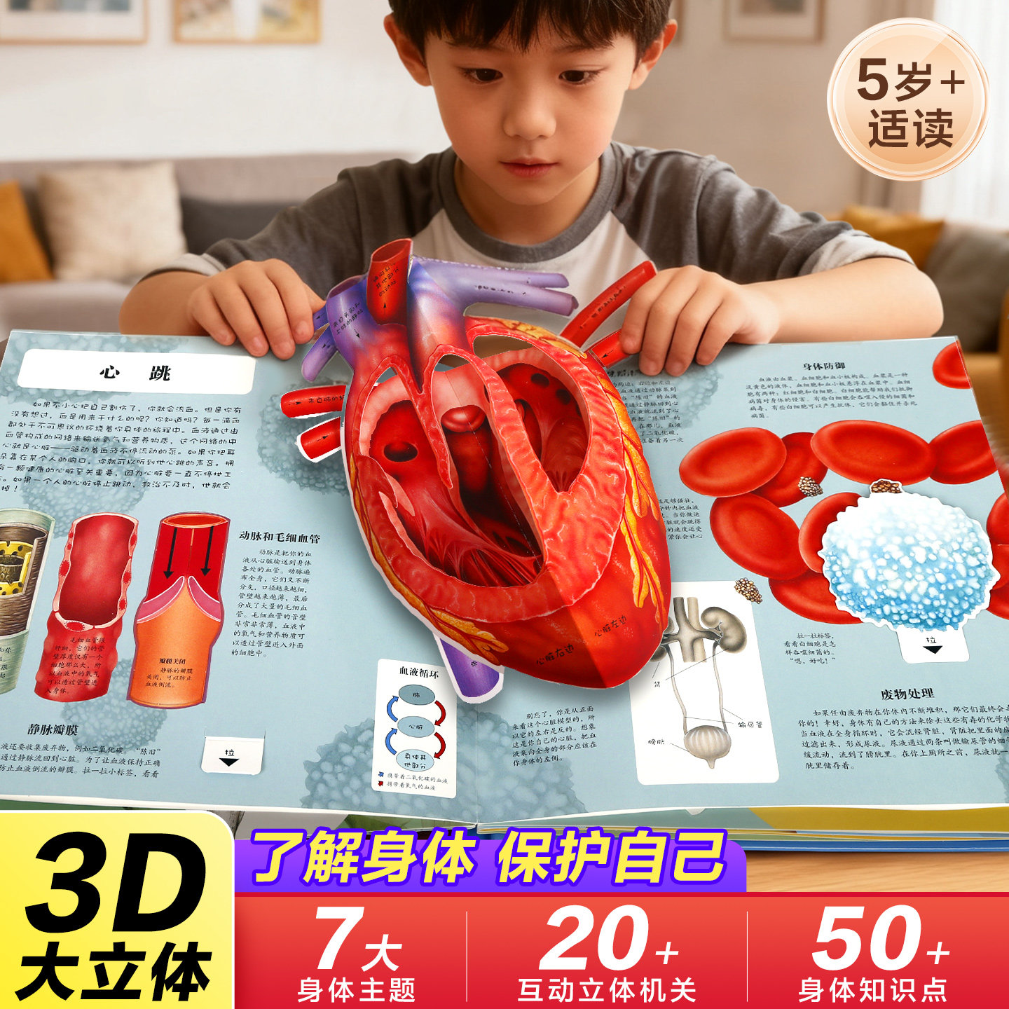 乐乐趣 人体3d趣味立体书儿童5岁以上人体绘本身体百科全书翻翻书认知百科人体的奥秘揭秘人体儿童读物书籍少儿课外阅读绘本R