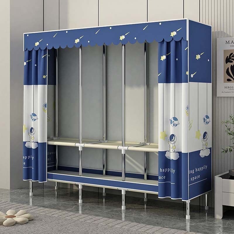 衣柜出租房简易家用钢管卧室组装钢架加厚收纳衣橱耐用加加固图片