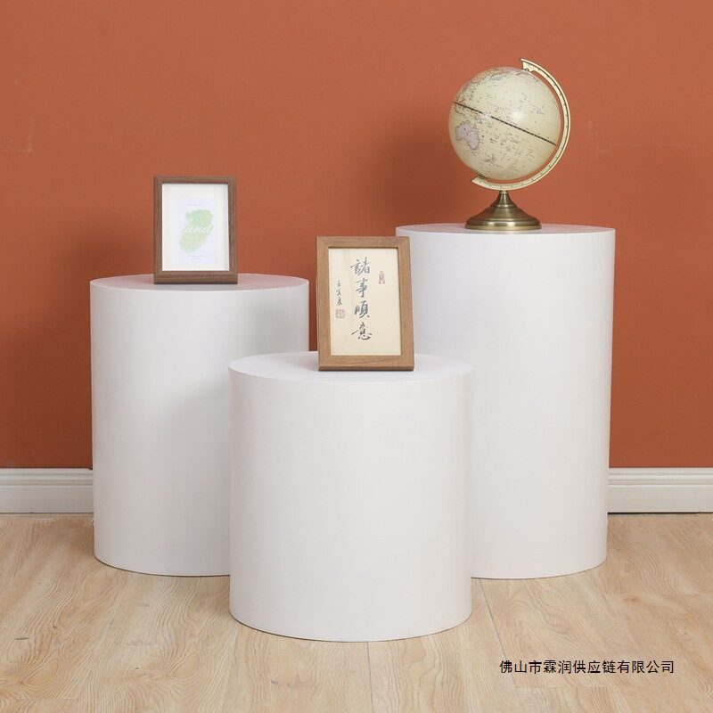 烤漆直播站台展览会展台圆形地台展示台圆柱摆件增高陈列促销产品图片
