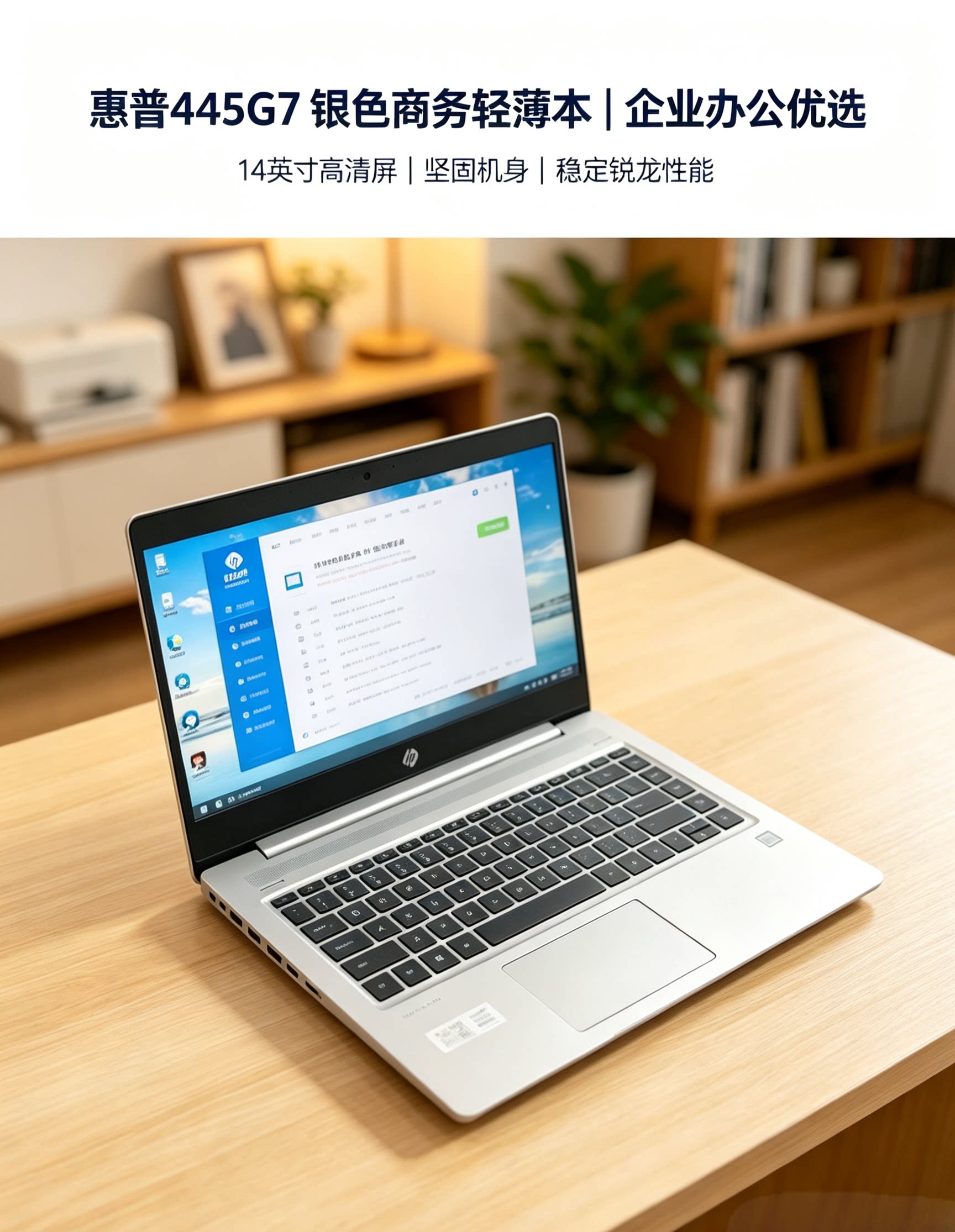 惠普445G7银色14寸锐龙R5处理器办公轻薄剪辑学习娱乐出差网课